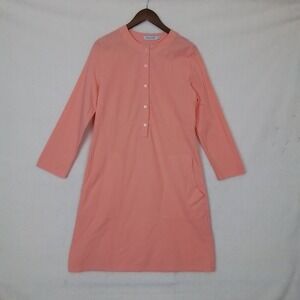 Misslook Womens Medium Modest Shirt Dress Peach‎ Long Sleeve Button Front Pocket